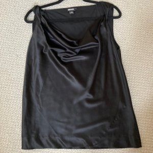 DKNY Black Silky Cowl Neck Sleeveless Top - Size 14